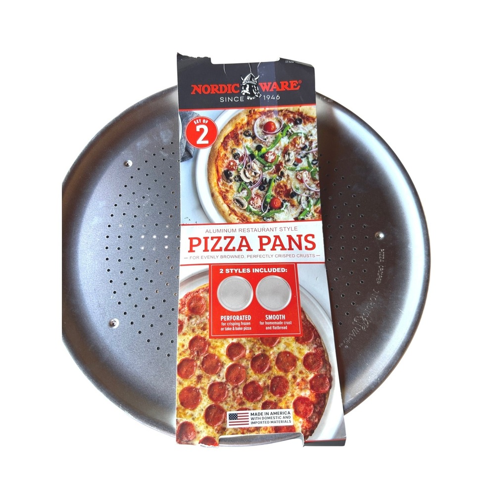 Nordic Ware Silver Aluminum Perforated Smooth Pizza Pans Set of 2 16in